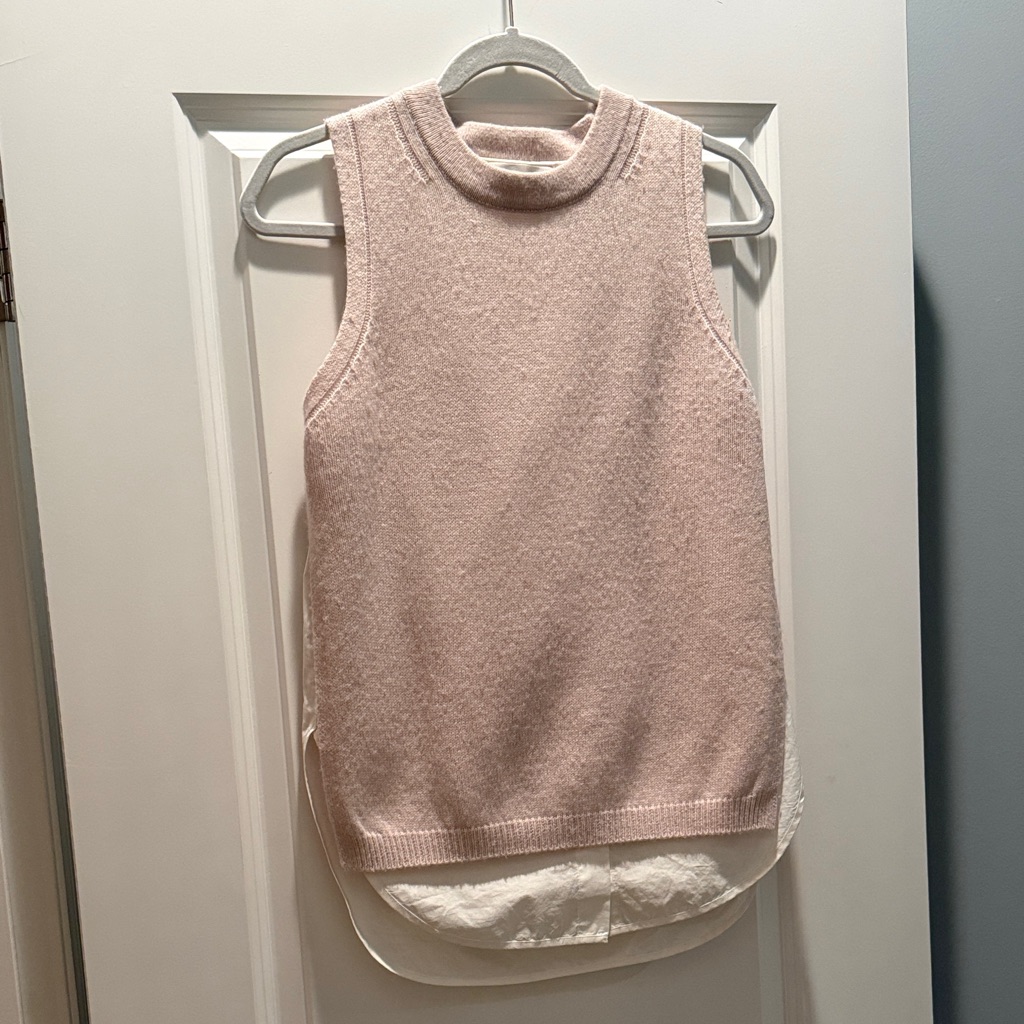Brochu Walker Sleeveless Sweater With Attached Blouse - Light Tan - Small